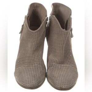 Perforated Taupe Ankle Boots